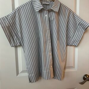 LOFT Black and White Striped Blouse